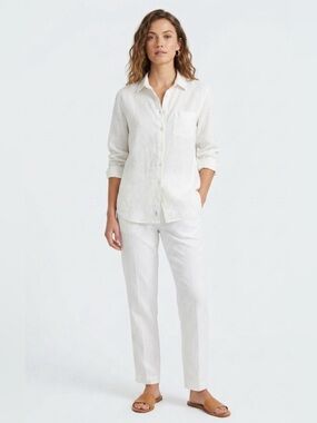 Onia Jack Air Linen Long Sleeve Shirt | White